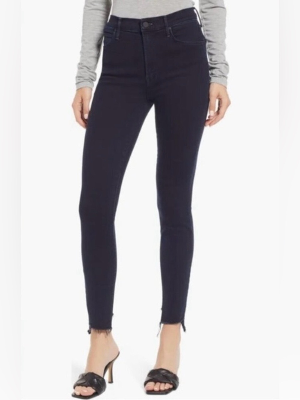 Mother The Stunner Zip Two Step Fray Jeans Holding Hands Size 27